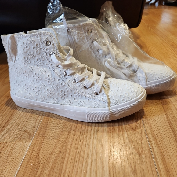 torrid Shoes - Torrid white eyelet canvas high top sneaker 11.5